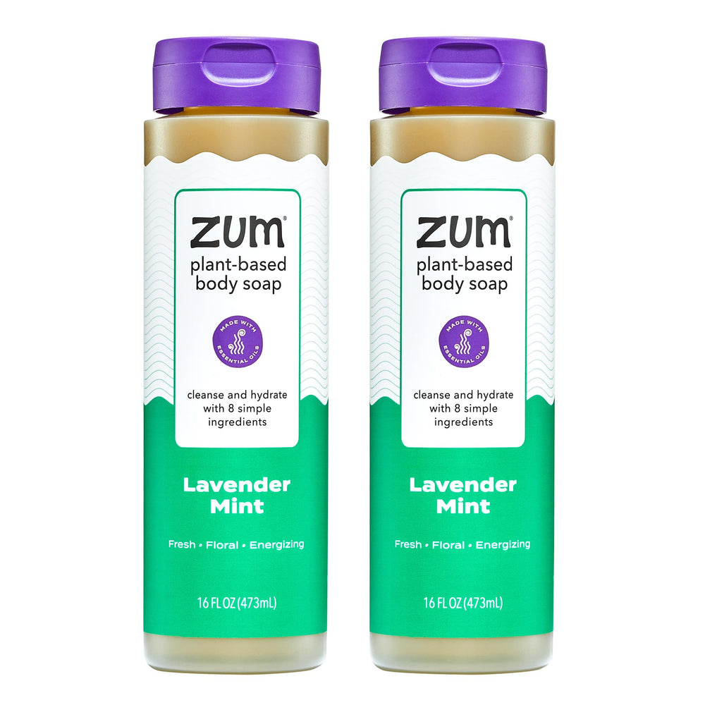 Zum bottle front label showing lavender mint scent and natural benefits