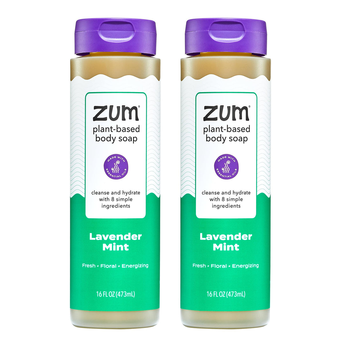 Zum bottle front label showing lavender mint scent and natural benefits