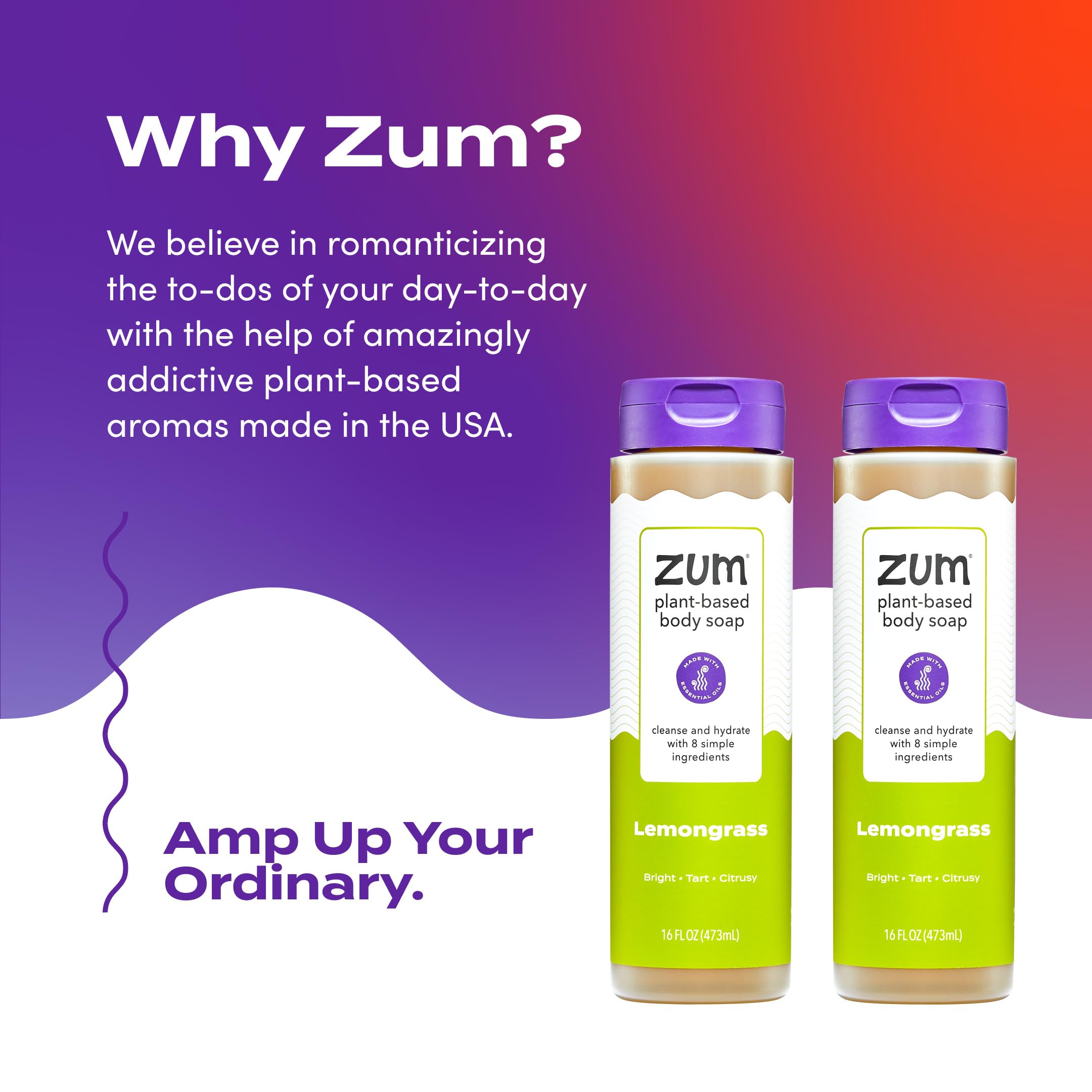 Zum lemongrass bottle staged in bathroom for fresh scent styling
